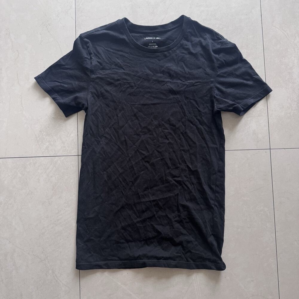 Lacoste Men’s Black Crew Neck Underwear T-Shirt Size S Crocodile Logo Tee